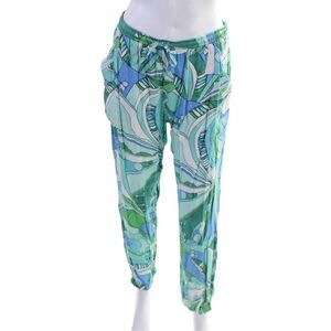 Robertson + Rodeo Womens Satin Textured Drawstring Cuff Bottom Pants Green Size